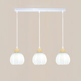 3-Light White Globe Glass Modern Island Ceiling Light Image - 4