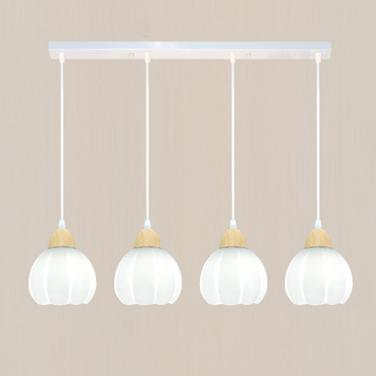 3-Light White Globe Glass Modern Island Ceiling Light Image - 5