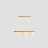 3-Light Wooden Rod and Pumpkin Island Ceiling Light Image - 2