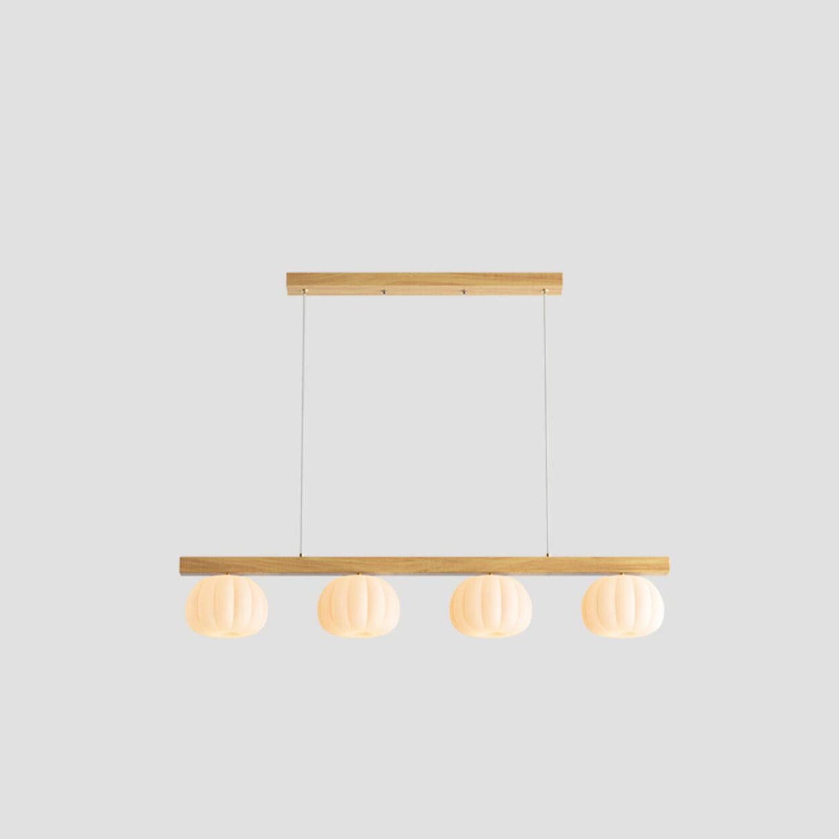 3-Light Wooden Rod and Pumpkin Island Ceiling Light Image - 3