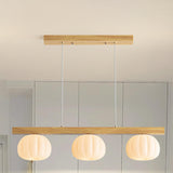 3-Light Wooden Rod and Pumpkin Island Ceiling Light Image - 4