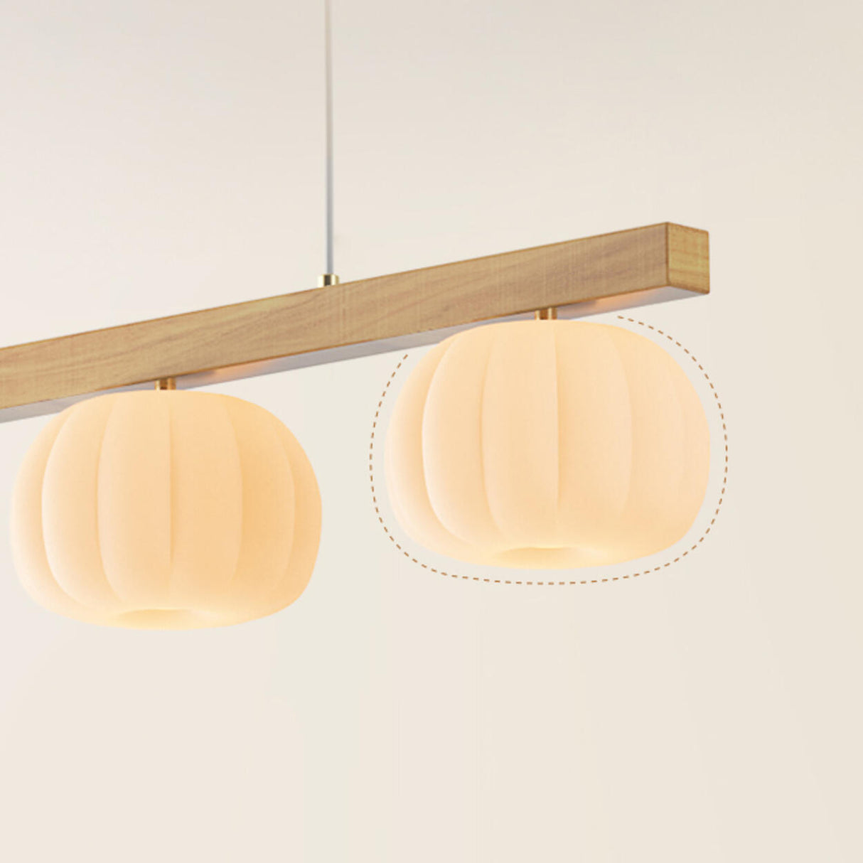 3-Light Wooden Rod and Pumpkin Island Ceiling Light Image - 6