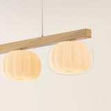 3-Light Wooden Rod and Pumpkin Island Ceiling Light Image - 6