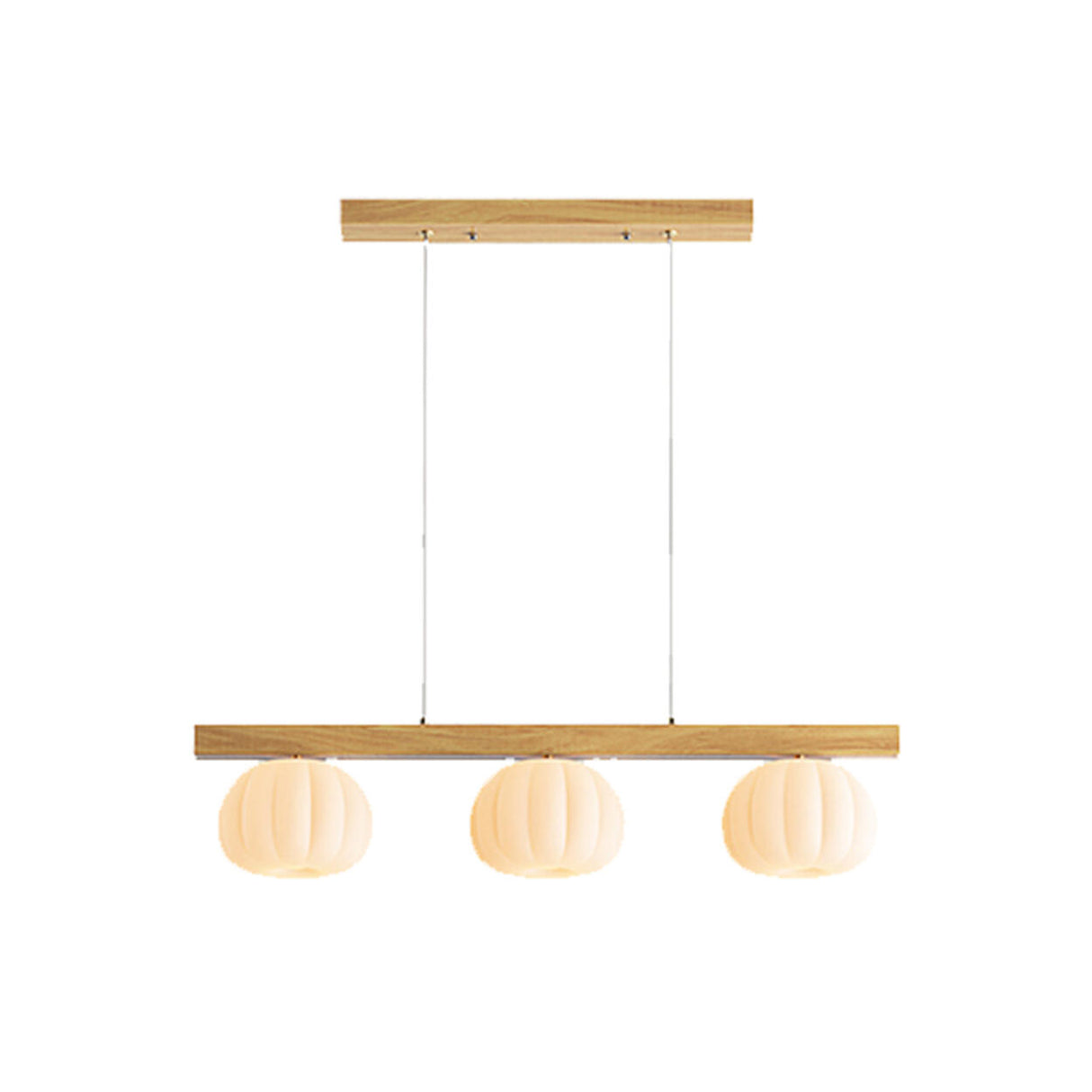 3-Light Wooden Rod and Pumpkin Island Ceiling Light Image - 7