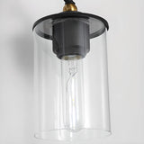 3-Lights Clear Glass Black Cylinder Vanity Light Image - 6