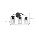 3-Lights Clear Glass Black Cylinder Vanity Light #size