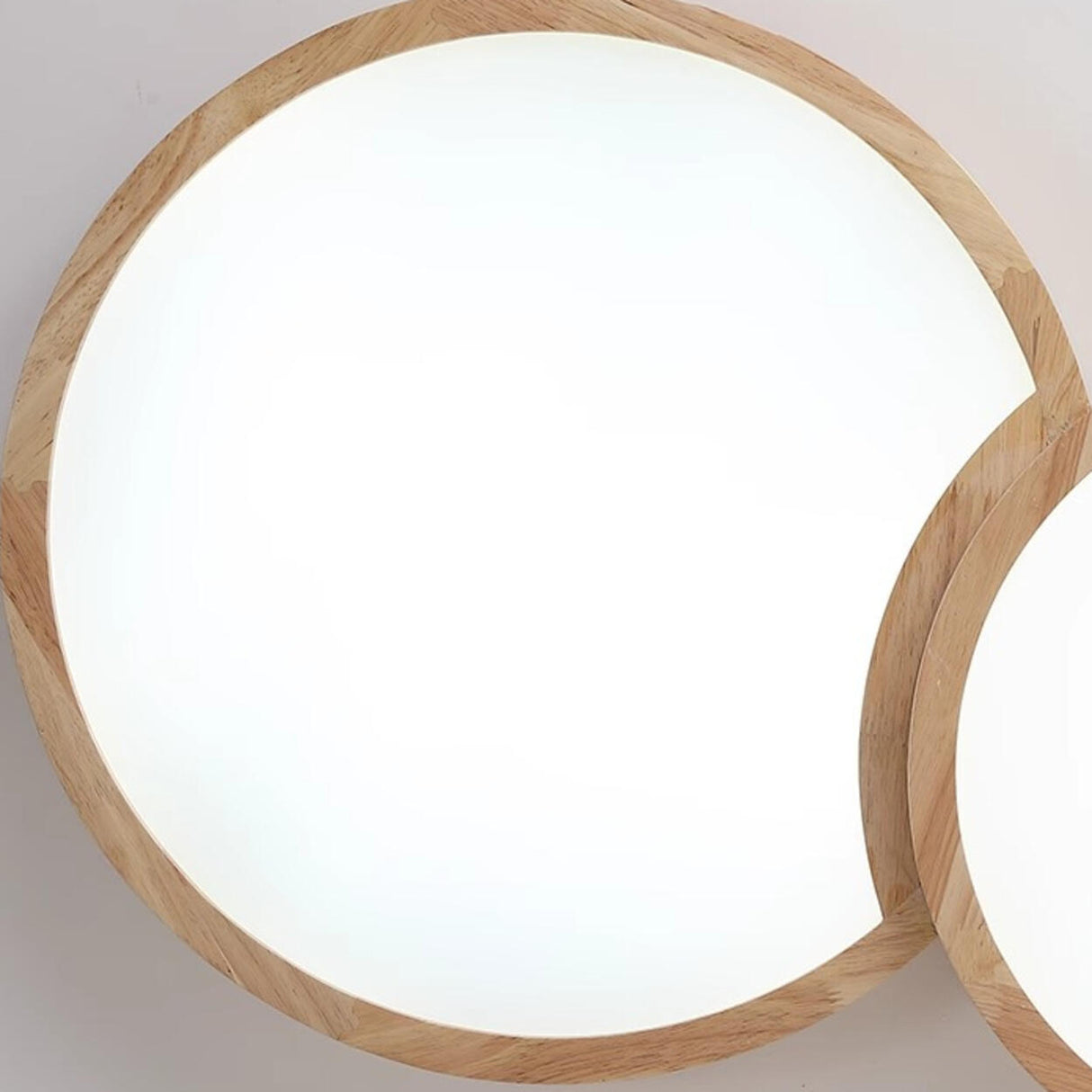 3 Lights Wood Round LED Flush Mount Light Living Room Image - 10