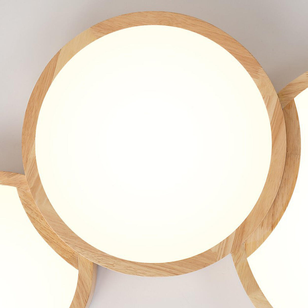 3 Lights Wood Round LED Flush Mount Light Living Room Image - 9