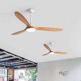 3 Solid Wood Blades Modern Ceiling Fan with LED Light Image - 1