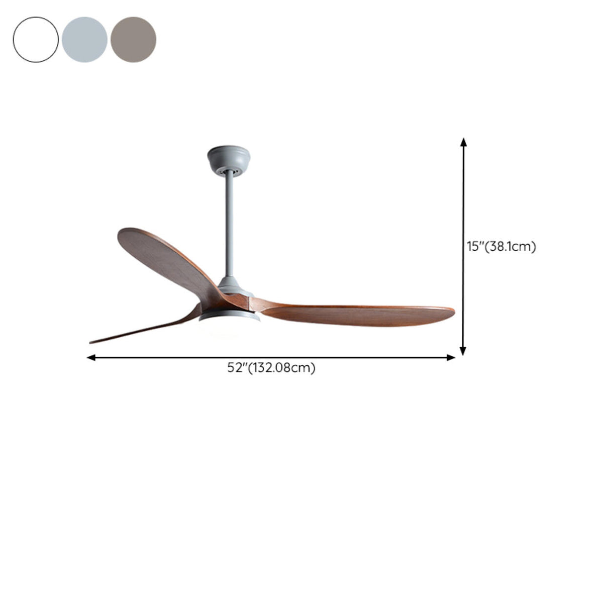 3 Solid Wood Blades Modern Ceiling Fan with LED Light Image - 12