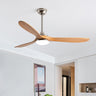 3 Solid Wood Blades Modern Ceiling Fan with LED Light Image - 2