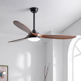 3 Solid Wood Blades Modern Ceiling Fan with LED Light Image - 3