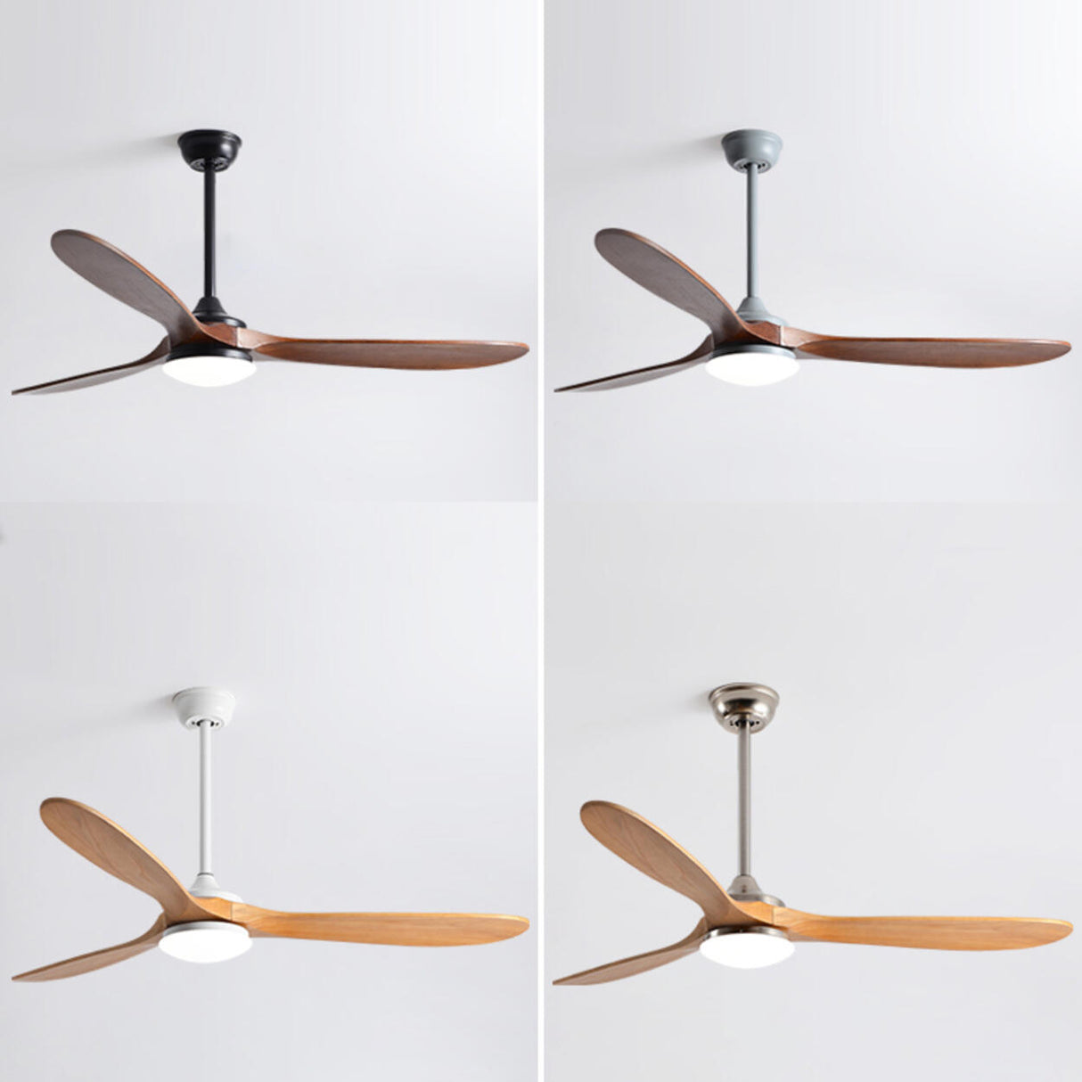 3 Solid Wood Blades Modern Ceiling Fan with LED Light Image - 4