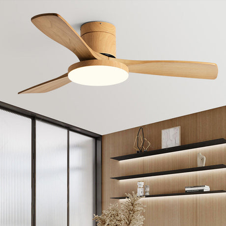 3 Solid Wood Blades Modern Simple Ceiling Fan Light Image - 1