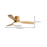 3 Solid Wood Blades Modern Simple Ceiling Fan Light Image - 10