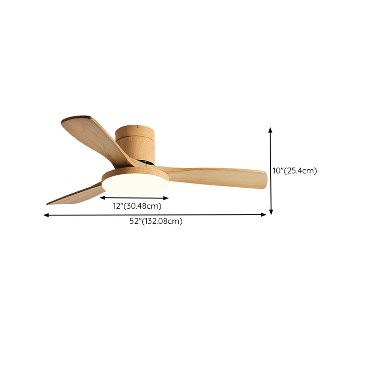 3 Solid Wood Blades Modern Simple Ceiling Fan Light Image - 11