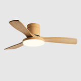 3 Solid Wood Blades Modern Simple Ceiling Fan Light Image - 2