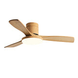 3 Solid Wood Blades Modern Simple Ceiling Fan Light Image - 3