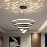 3 Tier Modern Starry Sky LED Ring Chandelier Image - 4