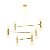 3 Tiers Modern Brass Linear Gold Hanging Chandelier Image - 4