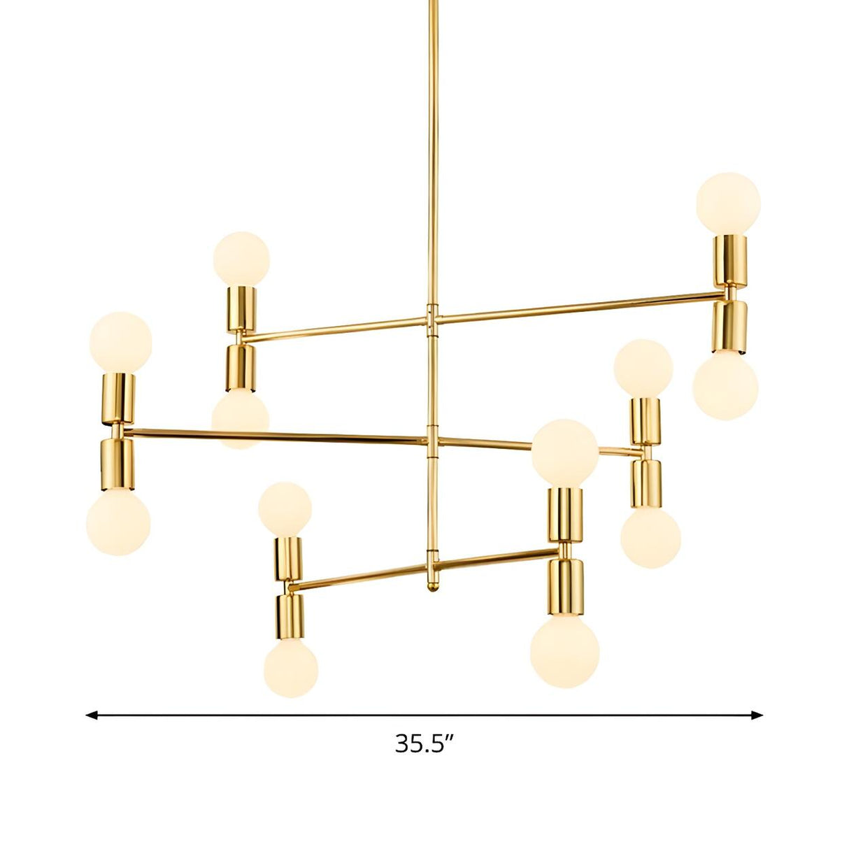 3 Tiers Modern Brass Linear Gold Hanging Chandelier Image - 5