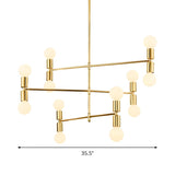 3 Tiers Modern Brass Linear Gold Hanging Chandelier Image - 5