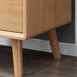 3 Tiers Simple Solid Wood Natural Nightstand with Legs Image - 13