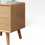 3 Tiers Simple Solid Wood Natural Nightstand with Legs Image - 14