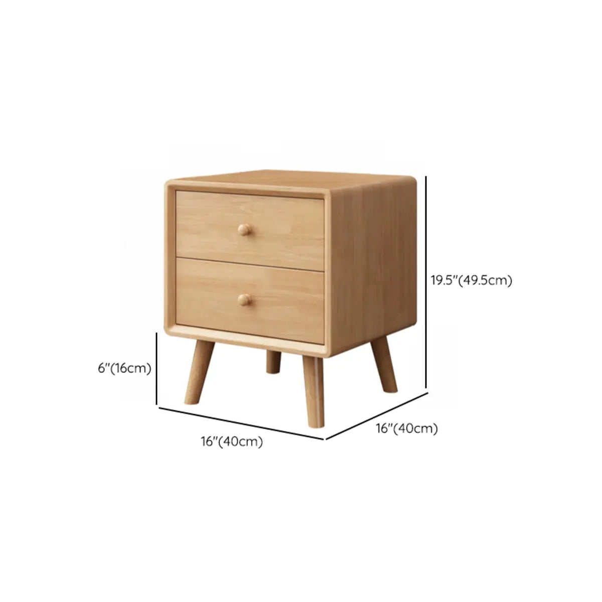 3 Tiers Simple Solid Wood Natural Nightstand with Legs Image - 18