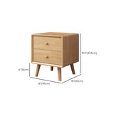 3 Tiers Simple Solid Wood Natural Nightstand with Legs Image - 18