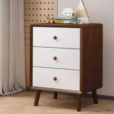 3 Tiers Simple Solid Wood Natural Nightstand with Legs Image - 5