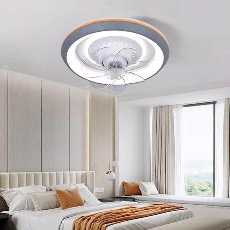 360° Rotating White Remote Round Ceiling Fan Light Image - 2