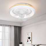 360° Rotating White Remote Round Ceiling Fan Light Image - 3