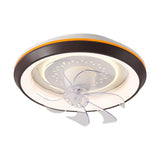 360° Rotating White Remote Round Ceiling Fan Light Image - 5