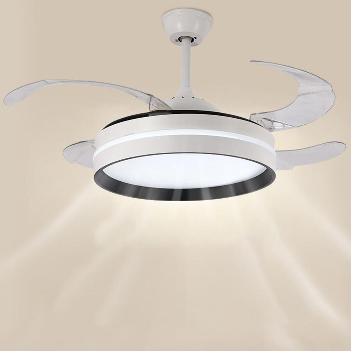 4 Clear Blades Modern Round LED Ceiling Fan with Light Image - 10