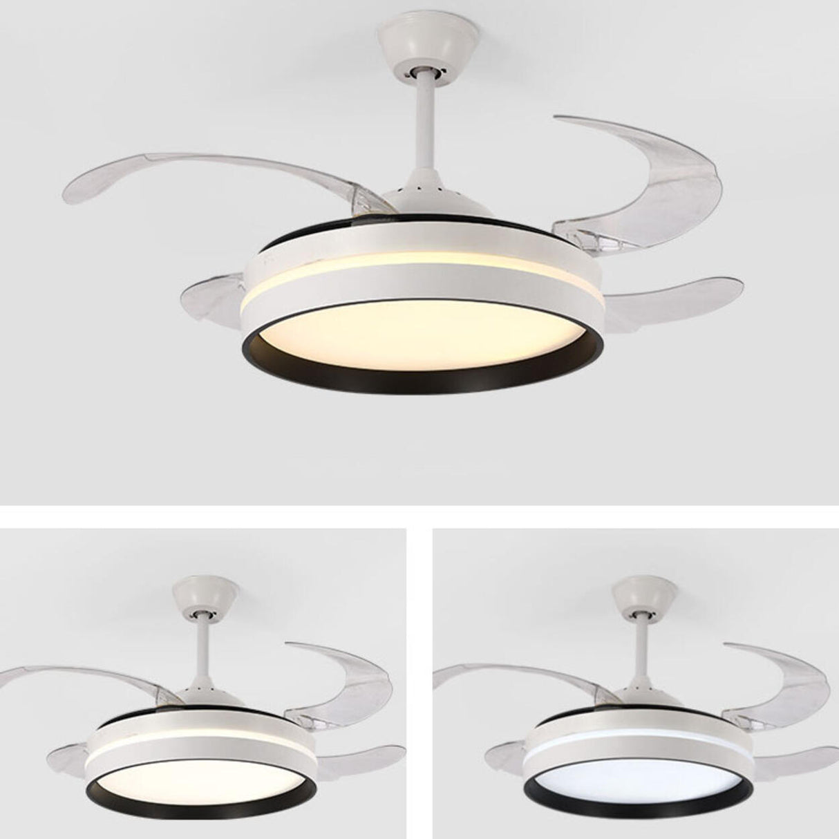 4 Clear Blades Modern Round LED Ceiling Fan with Light Image - 11