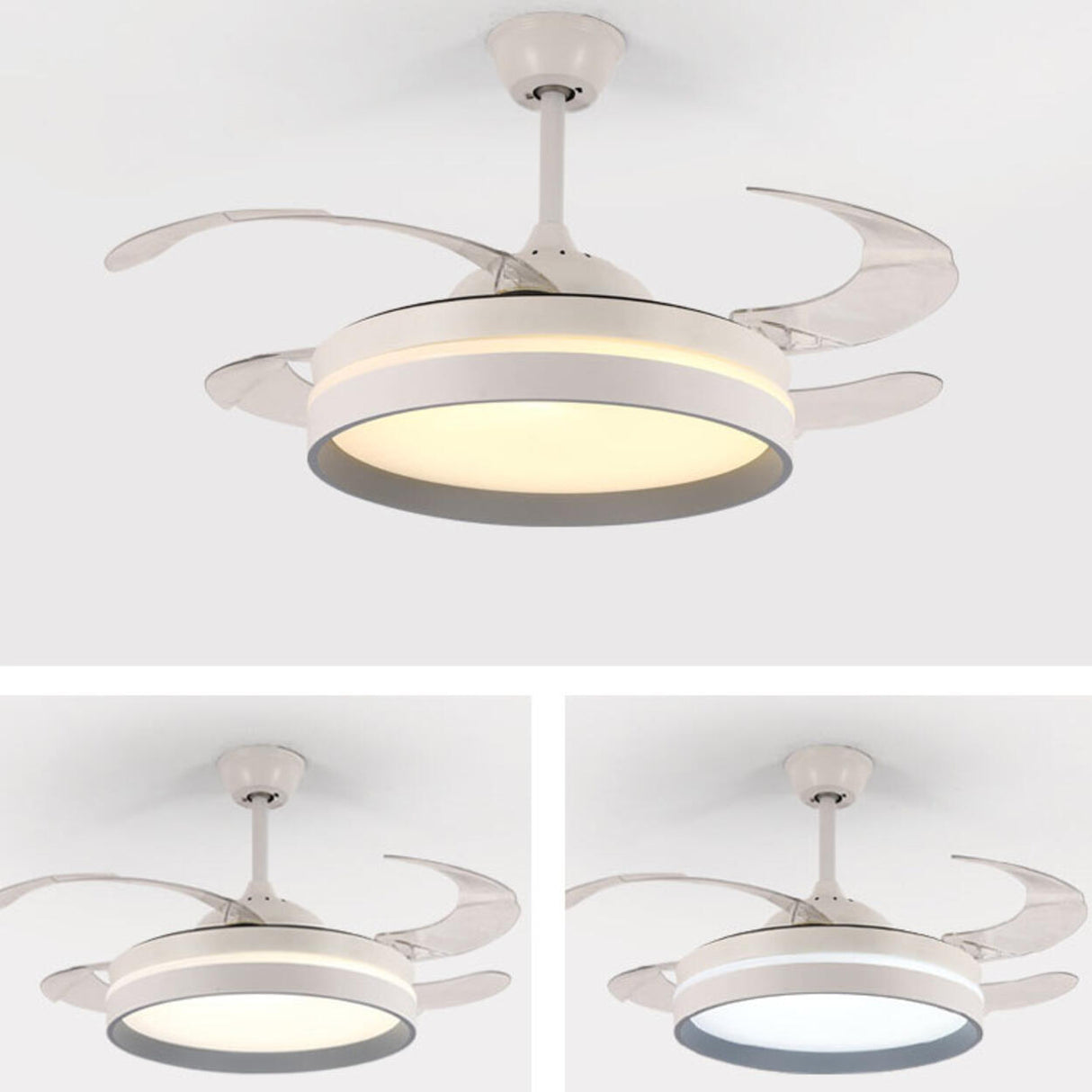 4 Clear Blades Modern Round LED Ceiling Fan with Light Image - 12