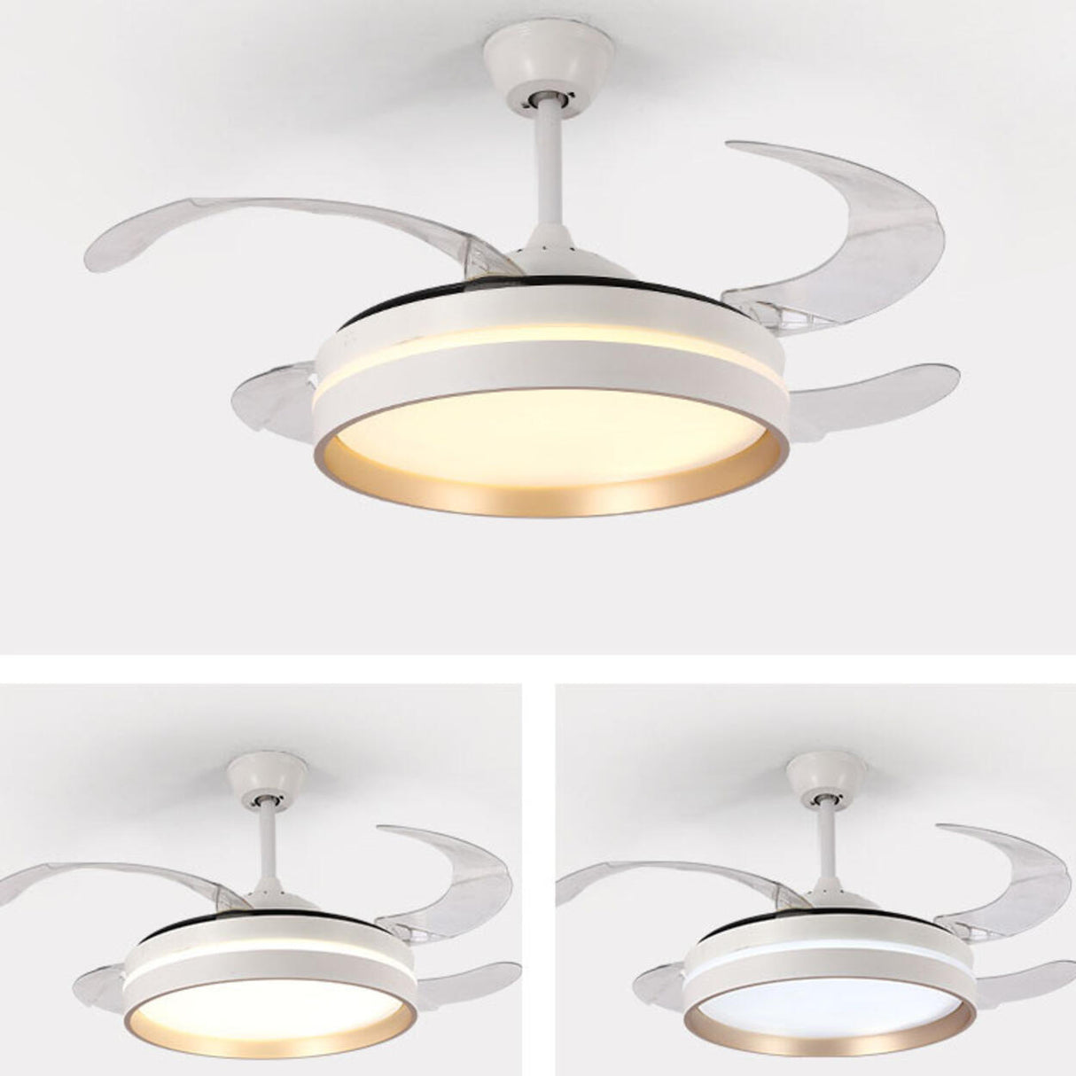 4 Clear Blades Modern Round LED Ceiling Fan with Light Image - 13