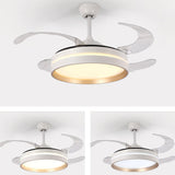 4 Clear Blades Modern Round LED Ceiling Fan with Light Image - 13