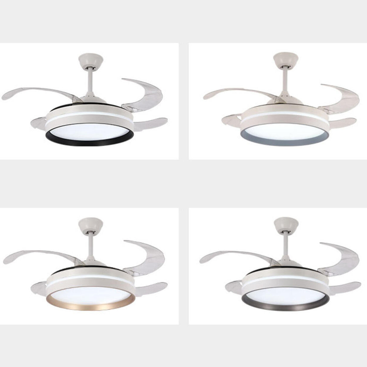 4 Clear Blades Modern Round LED Ceiling Fan with Light Image - 15