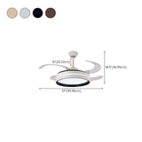 4 Clear Blades Modern Round LED Ceiling Fan with Light #size