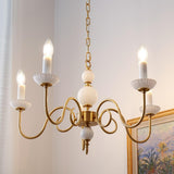 4-Light Classic Brass Chain Candle Chandelier Image - 1