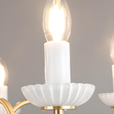 4-Light Classic Brass Chain Candle Chandelier Image - 12