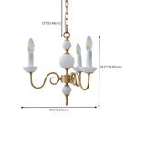 4-Light Classic Brass Chain Candle Chandelier #size