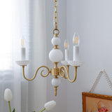 4-Light Classic Brass Chain Candle Chandelier Image - 2