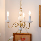 4-Light Classic Brass Chain Candle Chandelier Image - 4