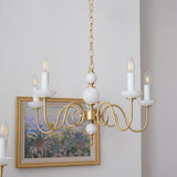 4-Light Classic Brass Chain Candle Chandelier Image - 5