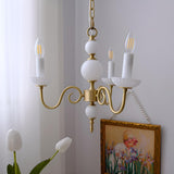 4-Light Classic Brass Chain Candle Chandelier Image - 6