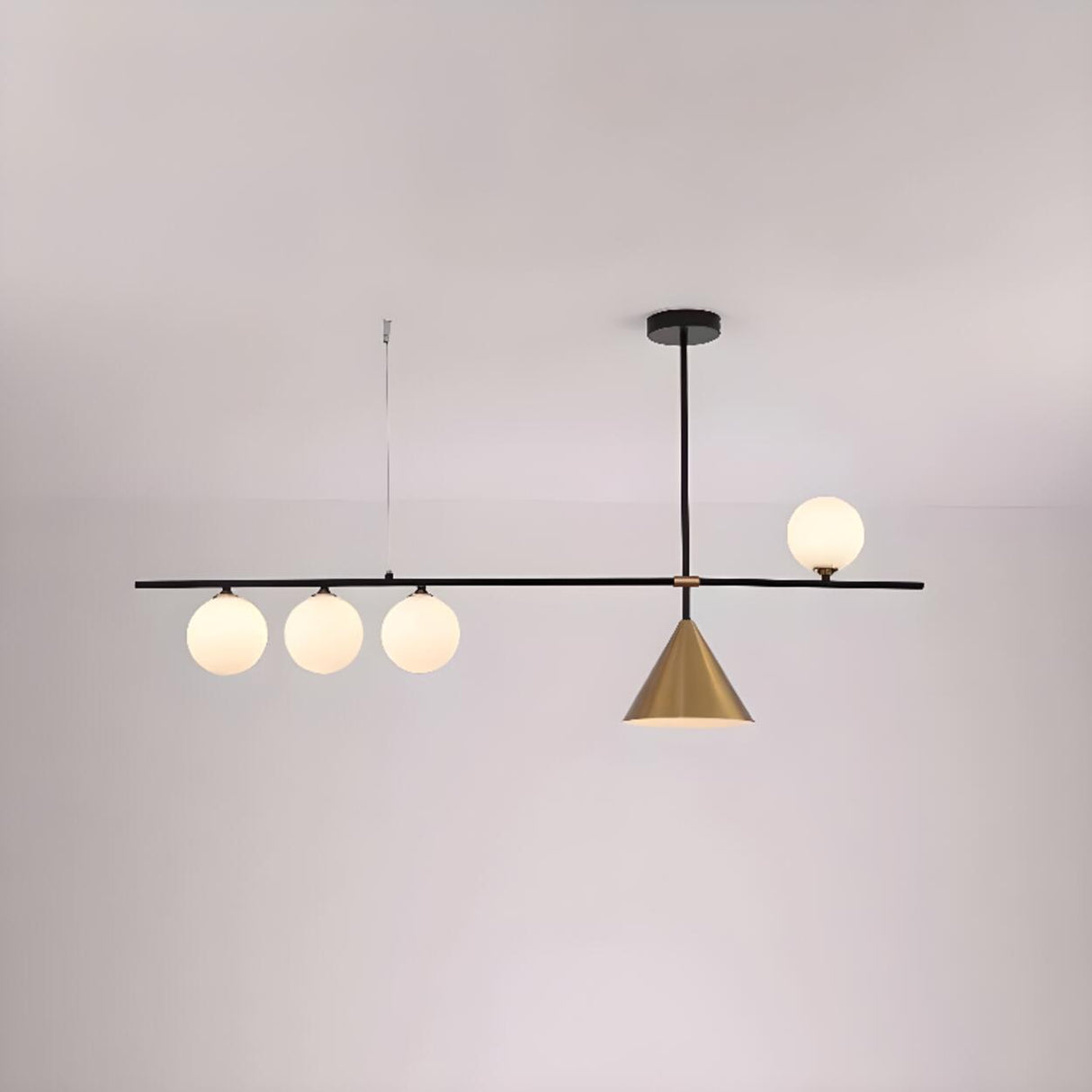 4-Light Cone and Globe Modern Island Pendant Light Image - 7