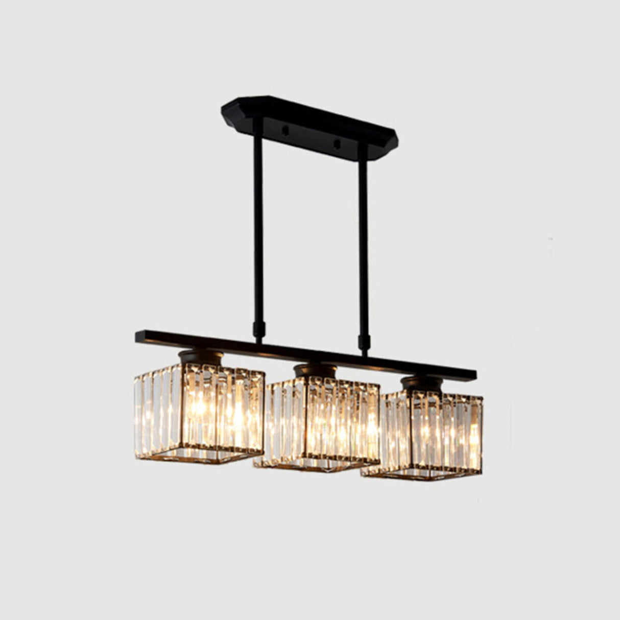 4-Light Elegant Crystal Square Island Pendant Light Image - 9